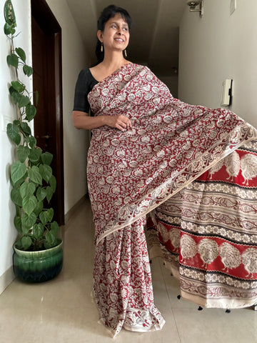 Kalamkari printed chennuri silk saree