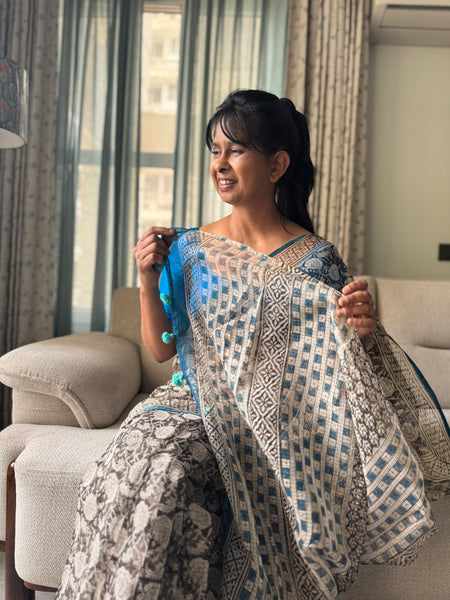 Breeze Edit -Blockprinted kota Doria Saree