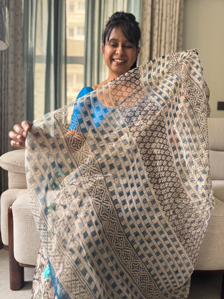 Breeze Edit -Blockprinted kota Doria Saree