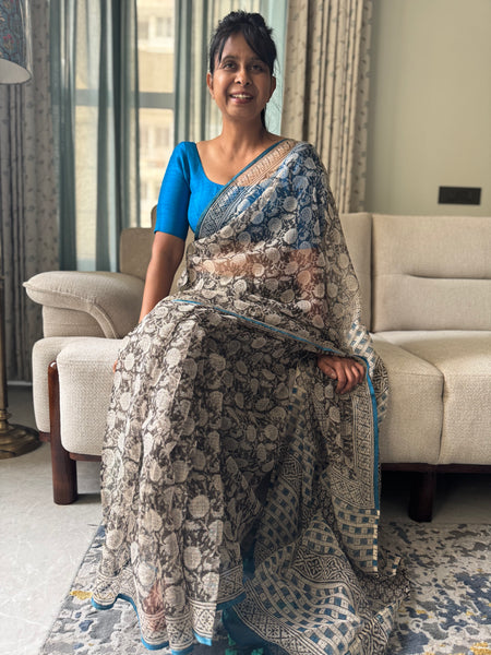 Breeze Edit -Blockprinted kota Doria Saree