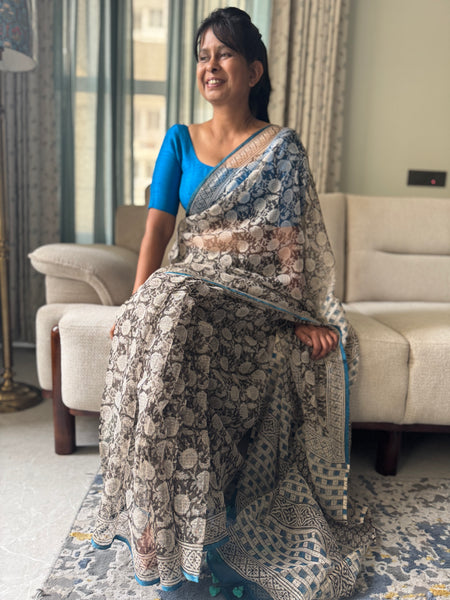 Breeze Edit -Blockprinted kota Doria Saree