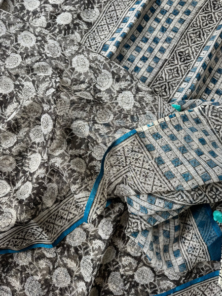 Breeze Edit -Blockprinted kota Doria Saree