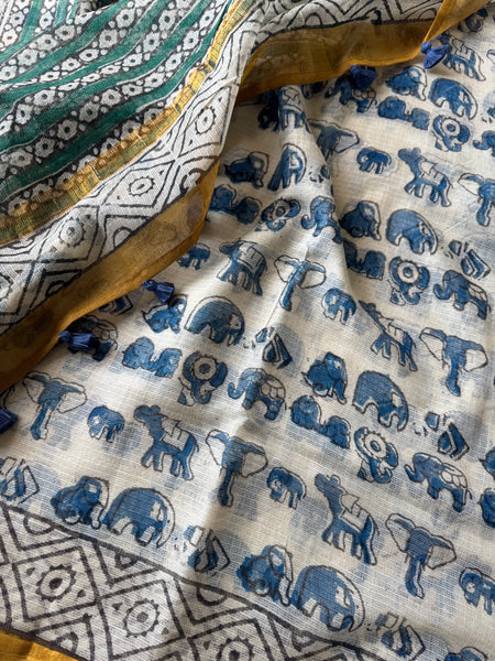 Breeze Edit -Blockprinted kota Doria Saree