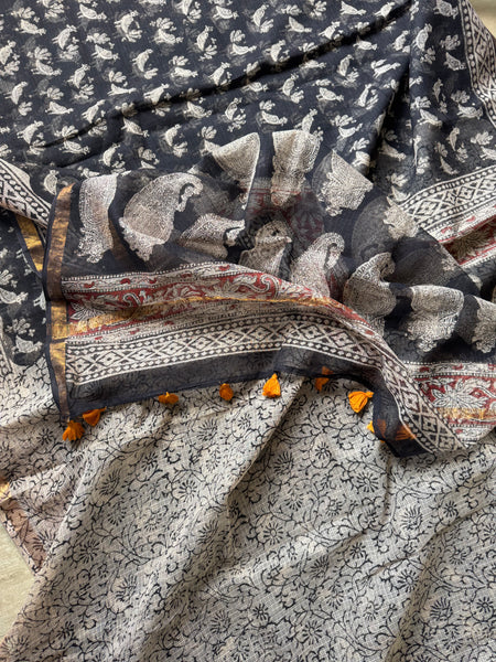 Breeze Edit -Blockprinted kota Doria Saree