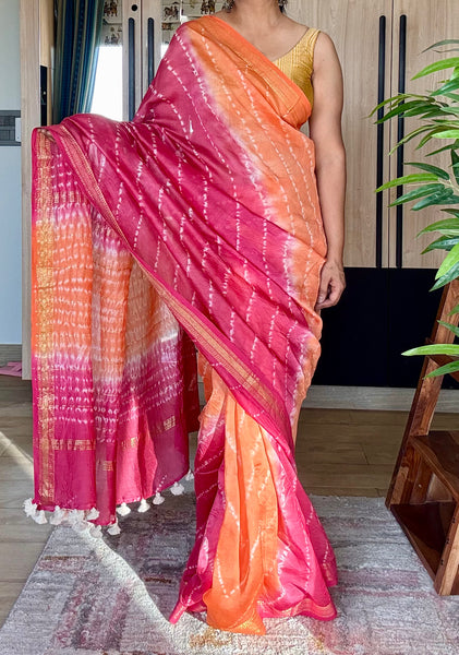 Mango Blush - Maheshwari border Cotton Silk Saree
