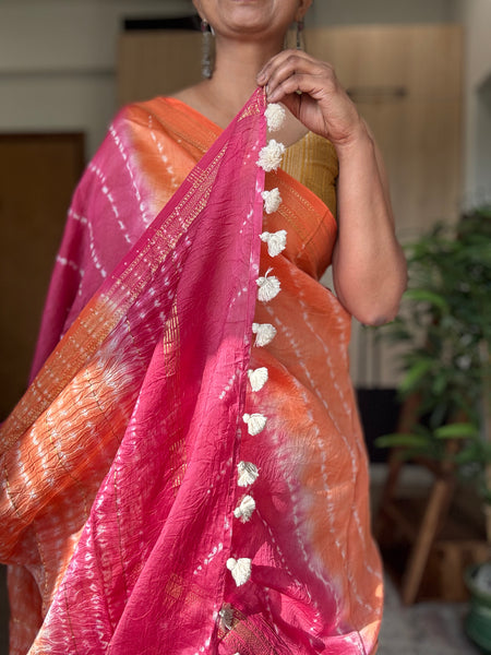 Mango Blush - Maheshwari border Cotton Silk Saree