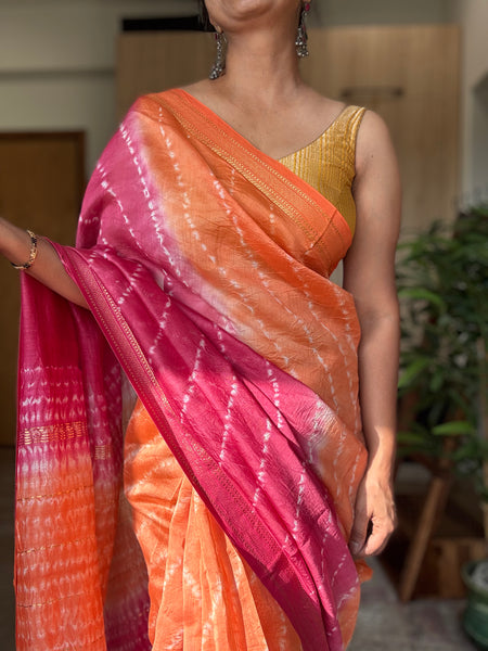 Mango Blush - Maheshwari border Cotton Silk Saree
