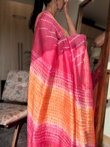 Mango Blush - Maheshwari border Cotton Silk Saree
