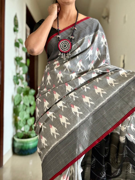 Woven Ikkat Pochampally Cotton saree