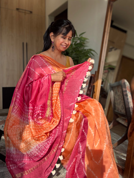 Mango Blush - Maheshwari border Cotton Silk Saree
