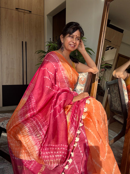Mango Blush - Maheshwari border Cotton Silk Saree