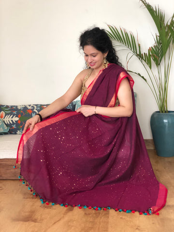 Maroon - Sitara Cotton saree