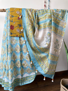 Chanderi Blockprinted Cotton Silk Saree