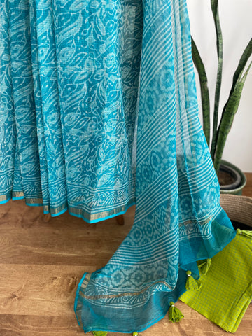 Kota Doria cotton saree with Zari