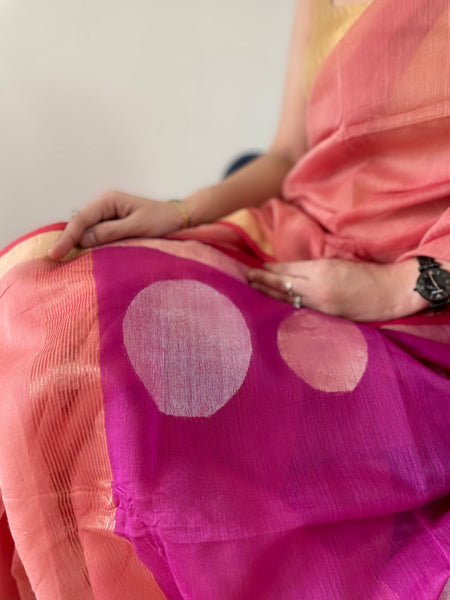 Handloom Cotton Silk Saree with JAMDANI weave on pallu