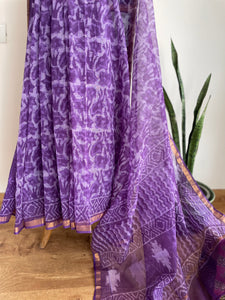 Kota Doria cotton saree with Zari