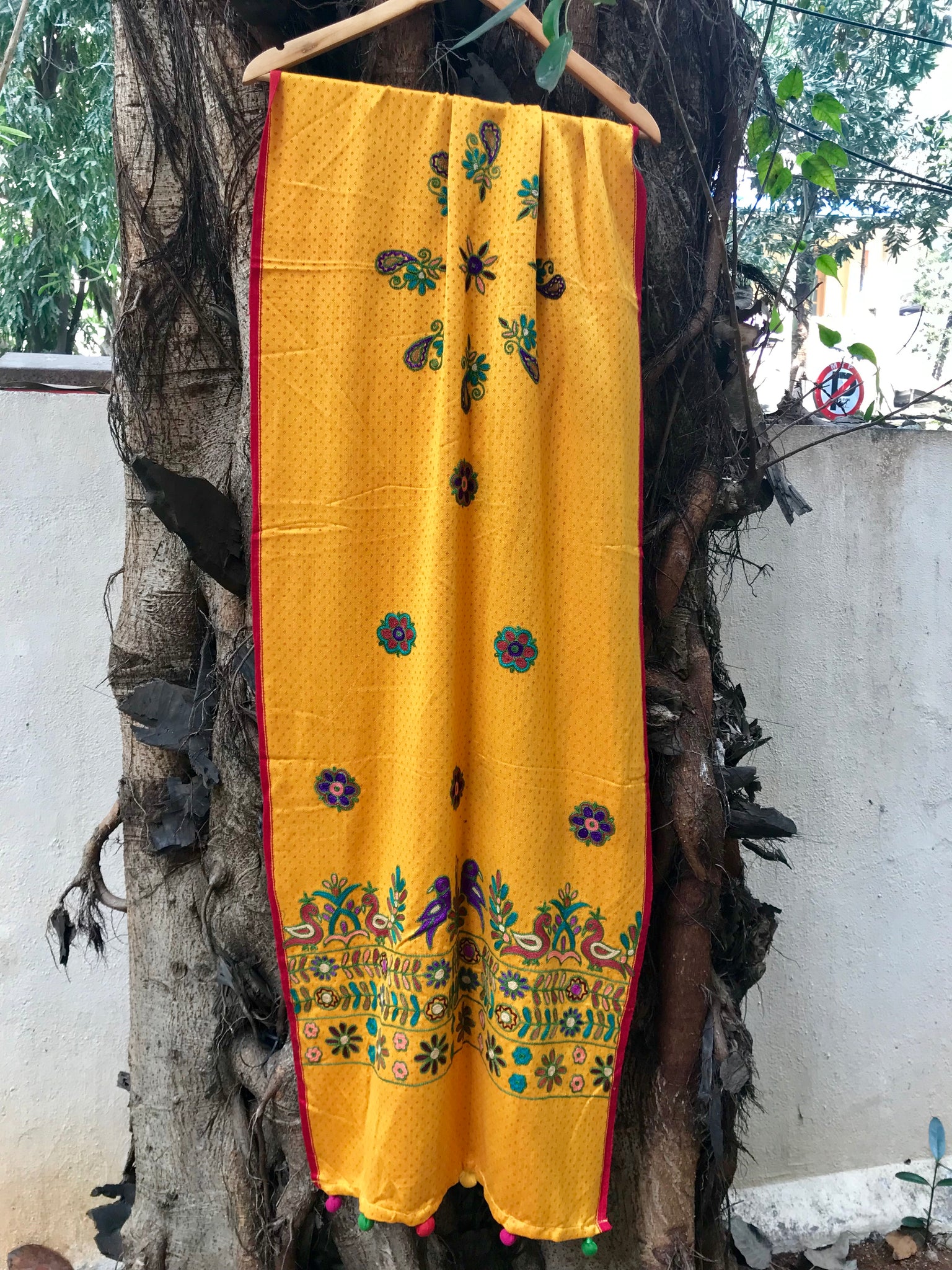 Mashru Dupatta - Yellow