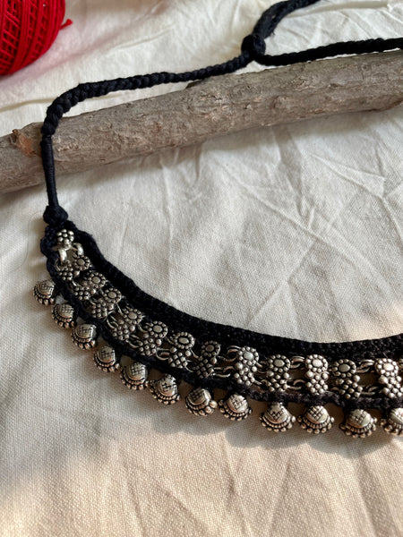 Handcrafted Patwa Thread Work Necklace with Metal Beads