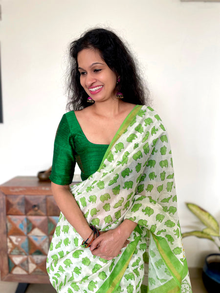 Chanderi Blockprinted Cotton Silk Saree