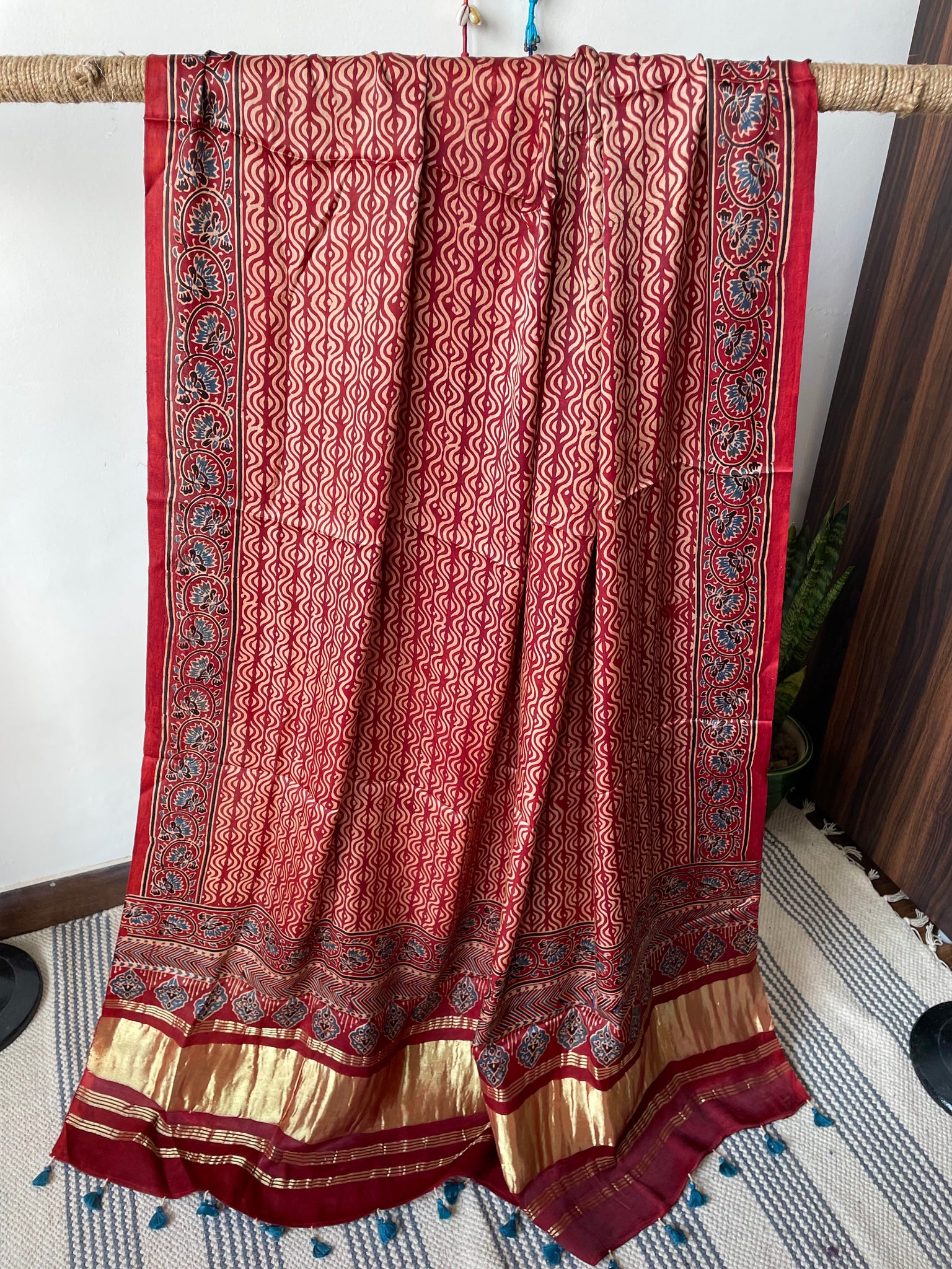 Ajrakh Modal Silk Tissue Pallu Dupatta