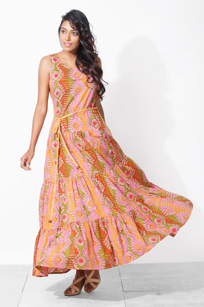 Regular fit and flared long dress