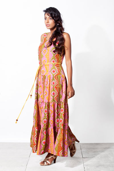 Regular fit and flared long dress