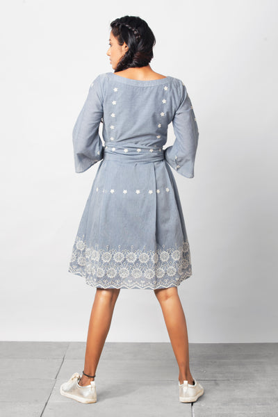 Embroidered fit and flare dress - Sizes Left : S-3  and M - 2