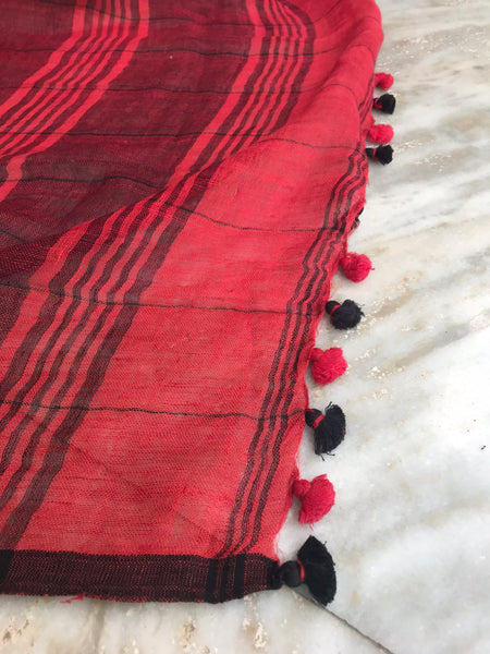 Zinnia - Handwoven Cotton Linen saree