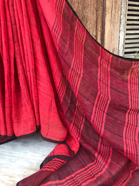Zinnia - Handwoven Cotton Linen saree
