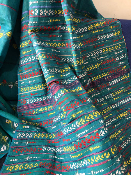 Kantha & Khesh Cotton Saree - Allium