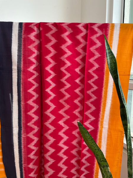 2pc Pochampally Ikat Cotton Suit Material with Double Ikat Dupatta
