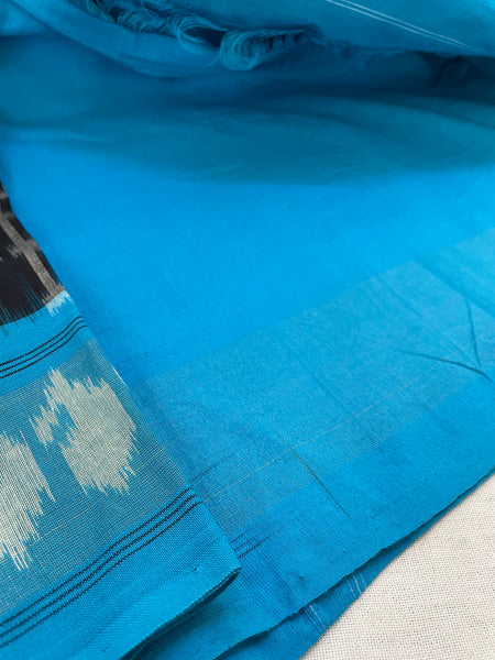 Woven Ikkat Pochampally Cotton saree with zari border
