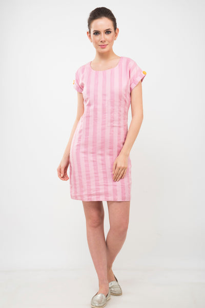Pink Linen Bodycon Dress