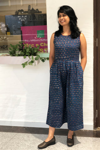 Polka Dots Indigo Jump Suit